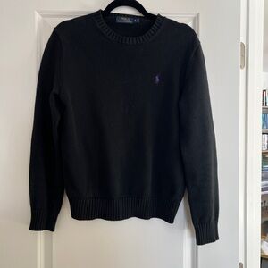Ralph Lauren Black Crewneck Sweater with Purple Logo